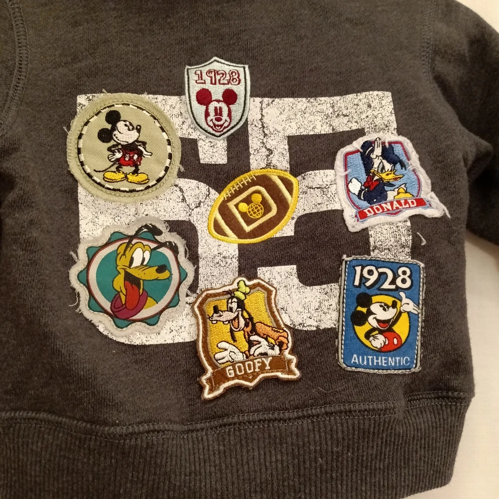 Kids Disney Parks Disneyland Zip Hoodie Fleece Jacket Retro Patches Size 12 mo